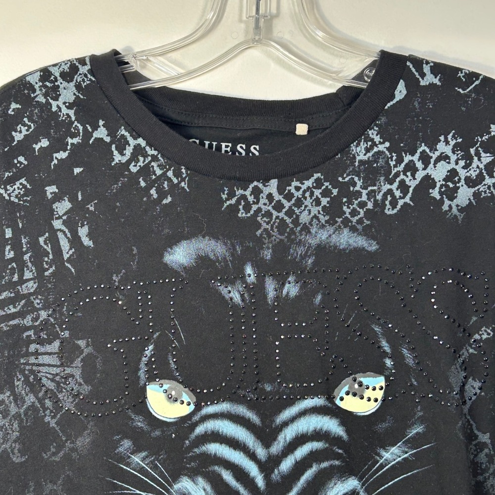 Guess Los Angeles Black Panther Graphic T‎ Shirt Studded Logo XXL Mens Black Tee - Picture 5 of 7